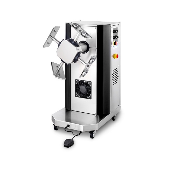 Dispositivo rotatorio automático para cáscaras de chocolate